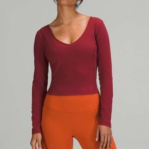 Lululemon Align Long Sleeve Crop Shirt Mulled Wine Sz 16
